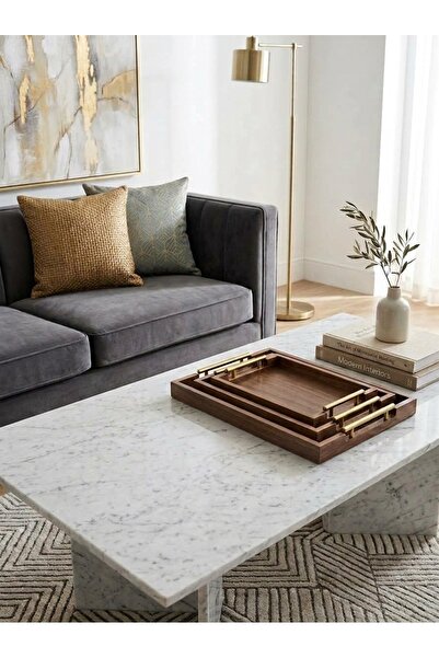 Generic Luxury Serving Tray Set with Handles - Elegant Design for Entertainin...