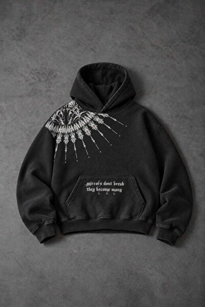 Slatra Men's Black Mantra Special Washed Oversize Hoodie