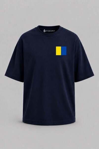 Bahriyeli Collection Υπερμεγέθη μπλουζάκι Unisex με στάμπα γράμματος Κ και τσ...