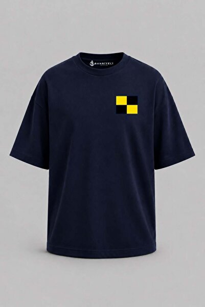 Bahriyeli Collection Υπερμεγέθη μπλουζάκι Unisex με στάμπα γράμματος L και τσ...