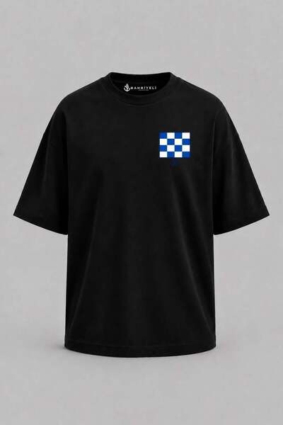 Bahriyeli Collection Υπερμεγέθη μπλουζάκι Unisex με στάμπα γράμματος Ν και τσ...