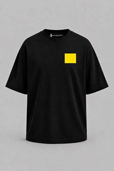 Bahriyeli Collection Υπερμεγέθη μπλουζάκι Unisex με στάμπα τσέπης με το γράμμα Q