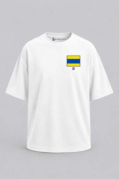 Bahriyeli Collection Υπερμεγέθη μπλουζάκι Unisex με στάμπα γράμματος D και τσ...