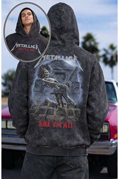 Fuddy Moda Hanorac unisex oversize Metallica Kill 'Em All, cu imprimeu pe spa...