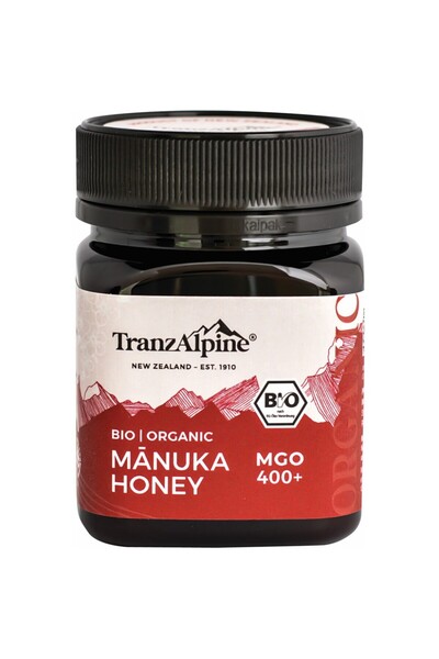 Tranz Alpine Miere de Manuka MGO 400+ organică, 250g