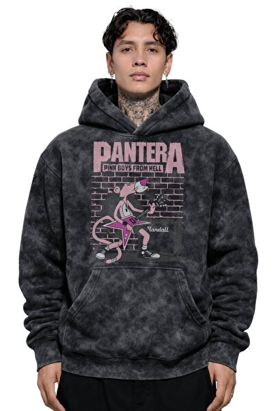 Fuddy Moda Hanorac unisex oversize cu glugă, imprimat cu trupa rock Pantera, ...