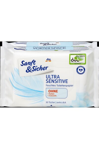 OEM Sanft&Sicher hartie igienica umeda sensitiv, 100 bucati, pentru igiena in...