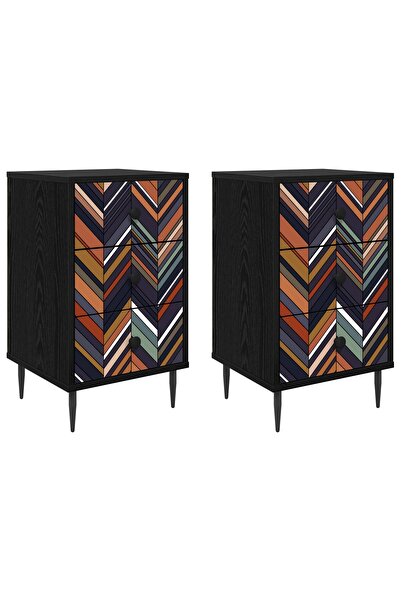 vidaxl Dulap de noapte OMMEN 2 buc. Stejar Negru 36 x 33 x 61 cm