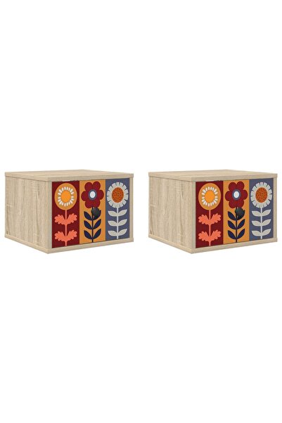 vidaxl Noptieră suspendată ESSEN 2 buc. Stejar Sonoma 36 x 33 x 25 cm