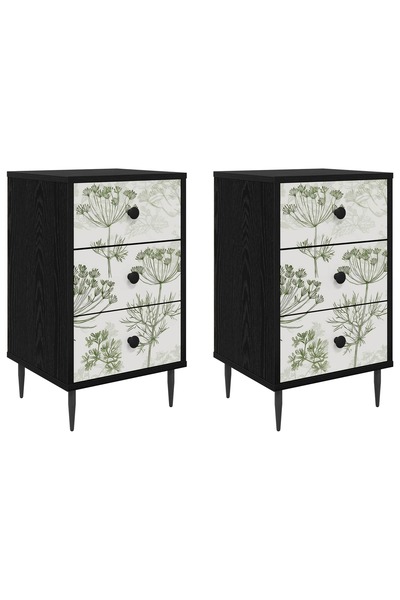 vidaxl Dulap de noapte GOTHA 2 buc. Stejar Negru 36 x 33 x 61 cm