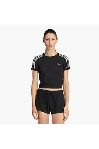 adidas Crochet Tee Kadın Siyah T-Shirt