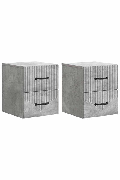 vidaxl Dulap de noapte suspendat 2 buc. Gri Beton 34,5 x 33 x 40 cm