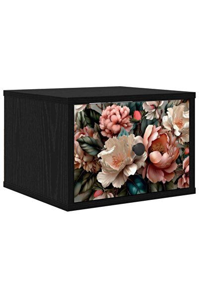 vidaxl Noptieră suspendată BORNE Stejar Negru 36 x 33 x 25 cm