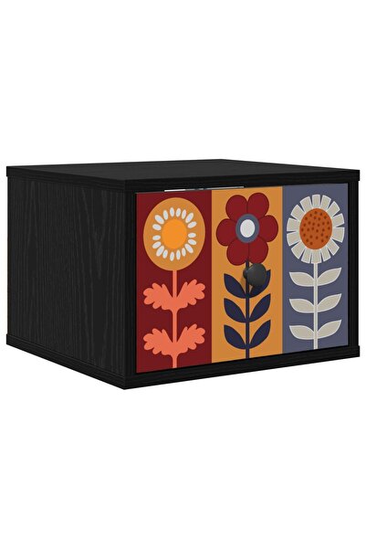 vidaxl Noptieră suspendată ESSEN Stejar Negru 36 x 33 x 25 cm