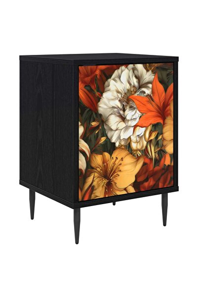 vidaxl Dulap de noapte GENNEP Stejar Negru 36 x 33 x 51 cm