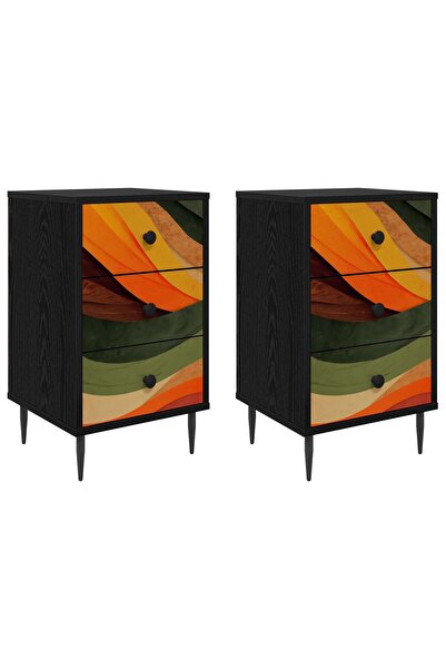 vidaxl Dulap de noapte BONN 2 buc. Stejar Negru 36 x 33 x 61 cm