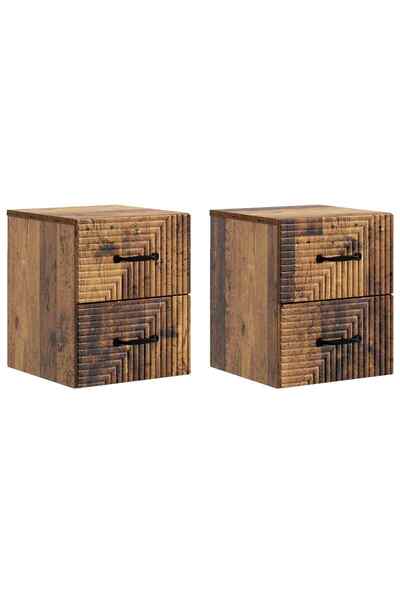 vidaxl Dulap de noapte suspendat 2 buc. Lemn vechi 34,5 x 33 x 40 cm