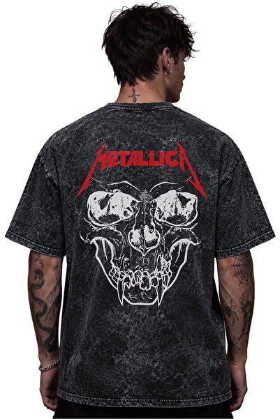 SEVBANO Metallica Rock Metal Music Band Printed Unisex Oversize Vintage Washe...