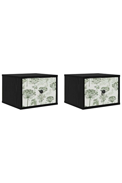 vidaxl Noptieră suspendată GOTHA 2 buc. Stejar Negru 36 x 33 x 25 cm