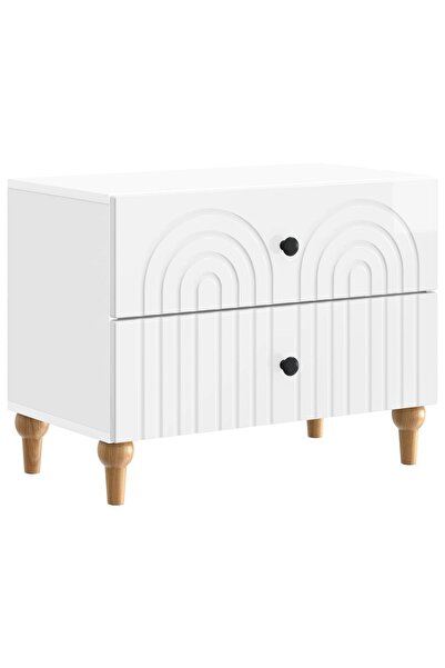 vidaxl Dulap de noapte cu sertar Alb foarte lucios 62 x 34,5 x 48 cm