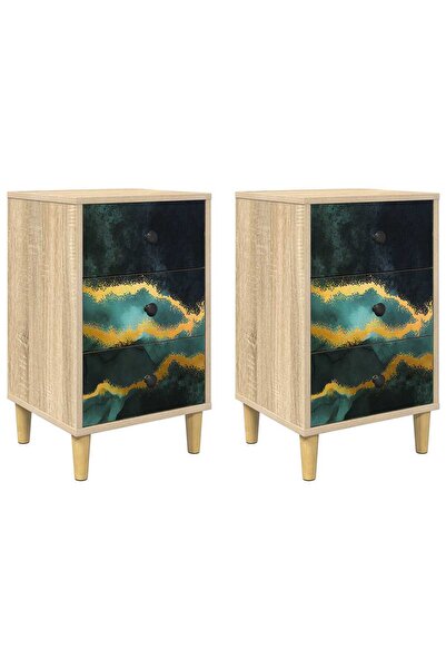vidaxl Dulap de noapte WIJHE 2 buc. Stejar Sonoma 36 x 33 x 60 cm