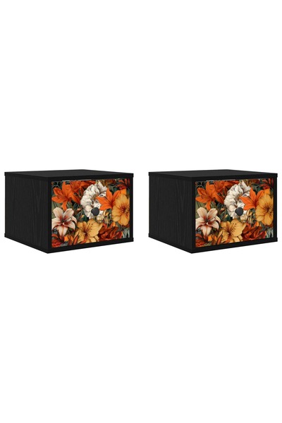 vidaxl Noptieră suspendată GENNEP 2 buc. Stejar Negru 36 x 33 x 25 cm