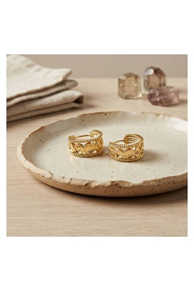 evimdeyokyok 316L Steel Gold Color Coin Figured Earrings with Engraved Edges ...