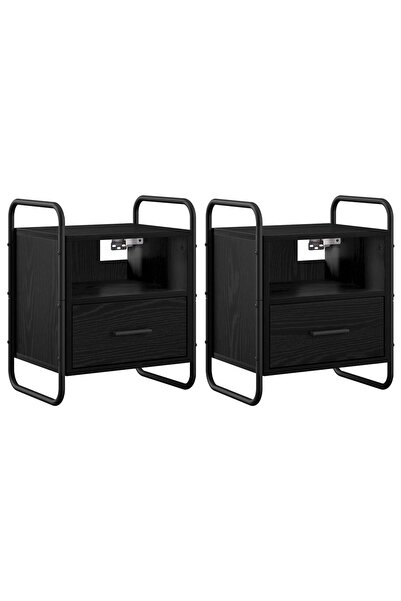 vidaxl Dulap de Noapte Suspendat 2 buc. Stejar Negru 40 x 30 x 50 cm