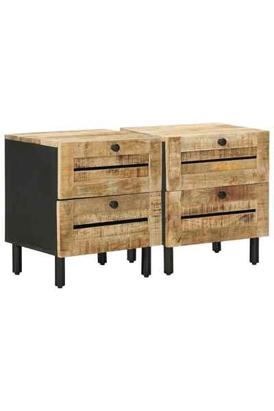 vidaxl Noptieră 2 buc. 40 x 33 x 46 cm Lemn de mango solid