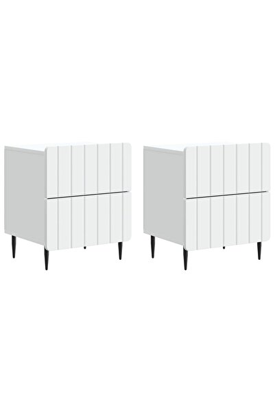 vidaxl Dulap de noapte 2 buc. Alb 43 x 34,5 x 49,5 cm Lemn prelucrat