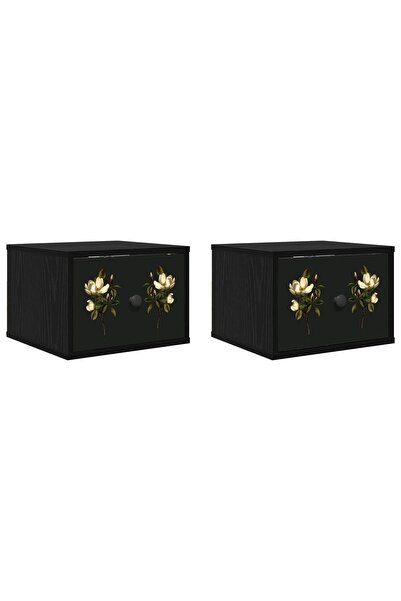 vidaxl Noptieră suspendată BREMEN 2 buc. Stejar Negru 36 x 33 x 25 cm