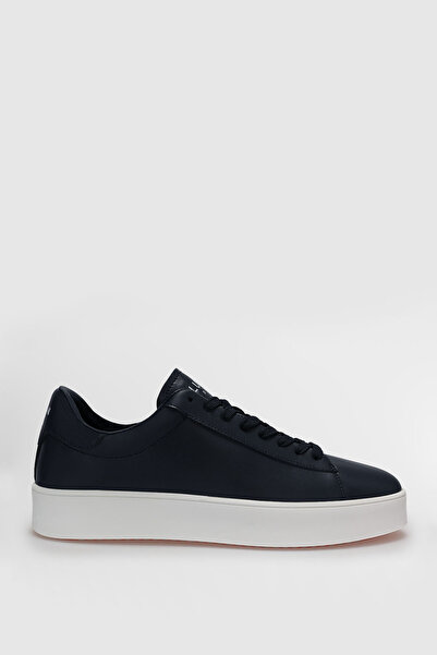 Lufian Anton Men's Leather Sneaker Shoes Navy Blue