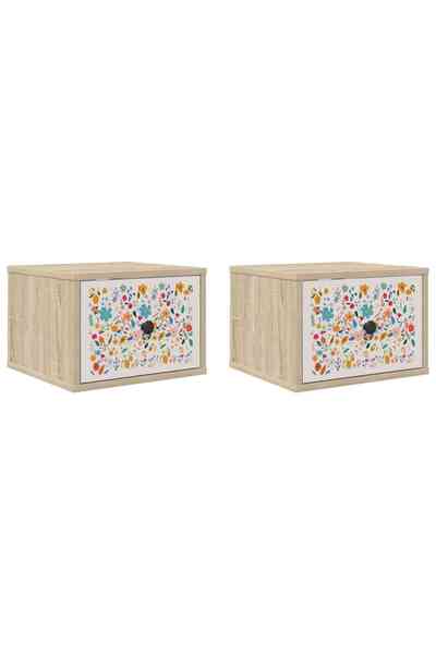 vidaxl Noptieră suspendată MAINZ 2 buc. Stejar Sonoma 36 x 33 x 25 cm