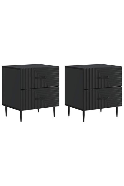 vidaxl Dulap de noapte 2 buc. Negru 43 x 34,5 x 47,5 cm Lemn prelucrat