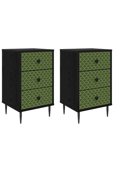 vidaxl Dulap de noapte GELEEN 2 buc. Stejar Negru 36 x 33 x 61 cm