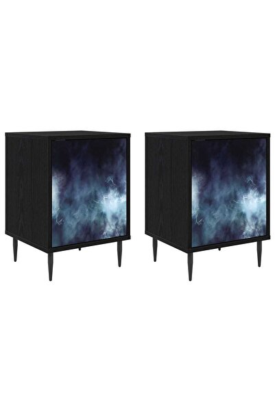 vidaxl Dulap de noapte RAALTE 2 buc. Stejar Negru 36 x 33 x 51 cm