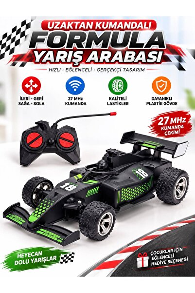 BYCEGU 27 MHz Uzaktan Kumandalı Formula Yarış Arabası – İleri Geri Sağ Sol Hareketli Oyuncak Araba