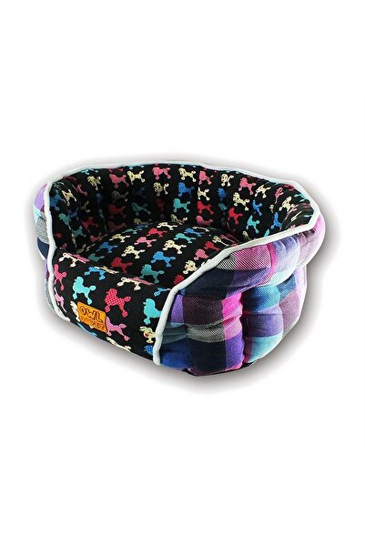 Generic Brand Round Snuggle Nest Pet Bed for Cats and Small Dogs - Black Bone...