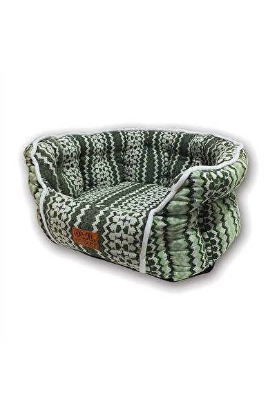 Generic Brand Round Snuggle Nest Pet Bed for Cats and Small Dogs - Green Nord...