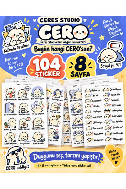 Ceres Studio CERO Türkçe Mood Sticker Seti – Duygu ve Sloganlı Dekoratif Çıka...