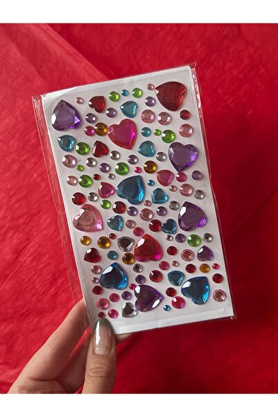 Made in Pieces Taş Sticker Yapışkanlı Bedazzling Kalp Işıltılı Süs Taşı Yüz S...
