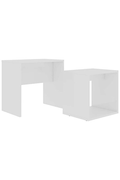 vidaxl Set măsuțe de cafea, alb, 48x30x45 cm, lemn prelucrat