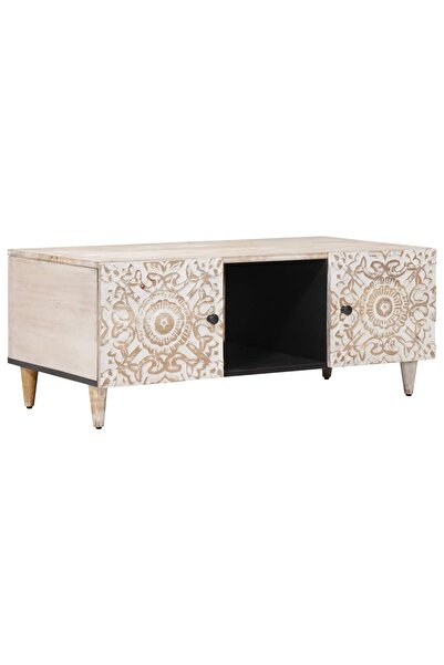 vidaxl Masă de cafea Alb 100 x 54 x 40 cm Lemn de mango solid