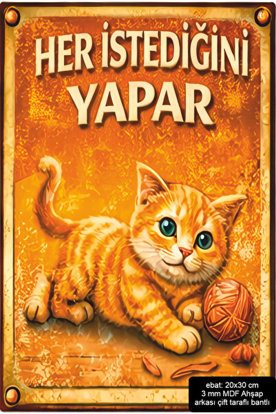 Hayat Poster Cat Does What It Wants Home Decoration Mdf Painting Board Retro ...