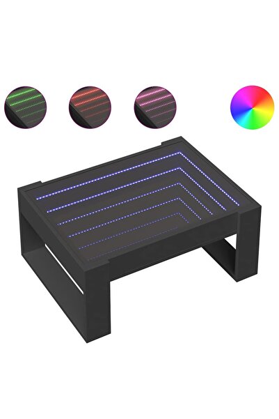 vidaxl Măsuță de cafea cu LED infinity, negru, 70x53x30 cm
