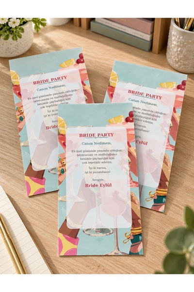 Bride Part Masa Kartı - Kişiye Özel - 10 Adet