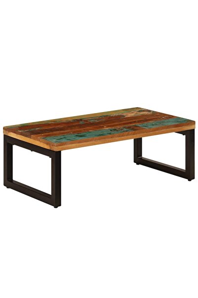vidaxl Măsuță de cafea, 100x50x35 cm, lemn masiv reciclat și oțel