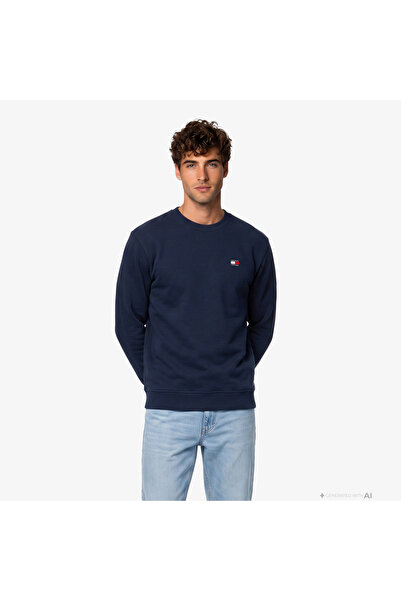Tommy Hilfiger TJM REG BADGE CREW HTR Erkek Mavi Sweatshirt - DM0DM21921