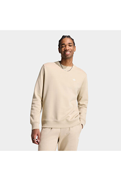 adidas Trefoil Essentials Crew French Terry Erkek Bej Sweatshirt