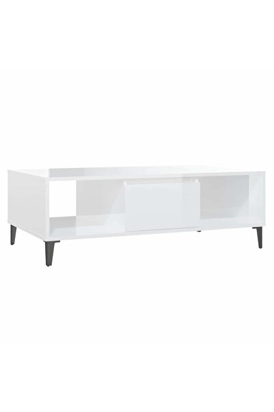 vidaxl Măsuță de cafea, alb extralucios, 103,5x60x35cm, lemn prelucrat